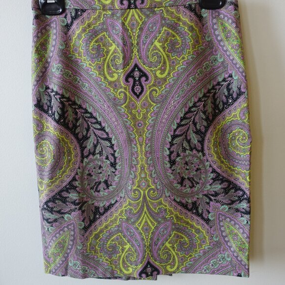 J. Crew JCrew #76239 Orchid Chartreuse Paisley pencil Skirt Petite 2 2P XS - Picture 10 of 11